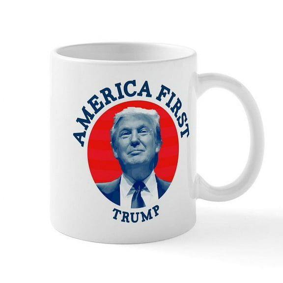 CafePress - America First Trump Mug - 11 oz Ceramic Mug - Novelty Coffee Tea Cup