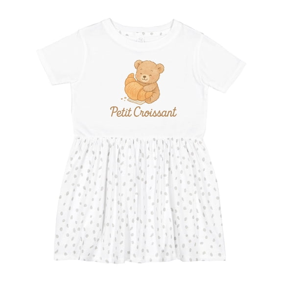 Inktastic Adorable Teddy Bear Petit Croissant French Breakfast Art Girls Toddler Dress