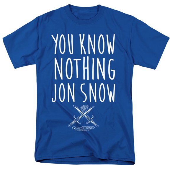 Game of Thrones You Know Nothing Jon Snow Unisex Adult T-Shirt, Royal, X-Large