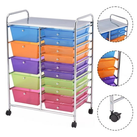 Sale Costway 15 Drawer Rolling Storage Cart Tools Scrapbook Paper
