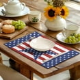 thumbnail image 5 of Washable Kitchen Placemats Set of 4, 4th of July Table Mats for Dining Table Party Decorations, American Star on Red Striped Vintage Independence Day Non-Slip Heat-Insulation Place Mat Sets, 5 of 6