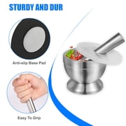 Stainless Steel Mortar And Pestle Set - 304 Rust Proof, Shock Absorbing Base - 5.91 x 5.91 - Spice Grinder Pilon for Herbs, Garlic, Ginger - Non-Slip Grip
