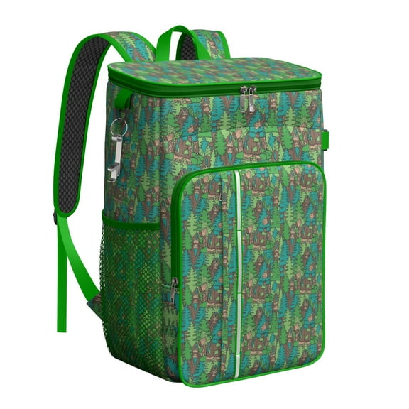 Bigfoot Hiking Scene Insulated Backpack Cooler, Leak Proof Cooler Bag with Artistic Design, Waterproof Lunch Backpack for Men, Women, Outdoor Trips