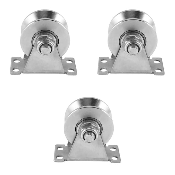 3-Pack V-Type Stainless Steel Pulley Block Mute Bearings Groove Sliding Roller Track Wheel