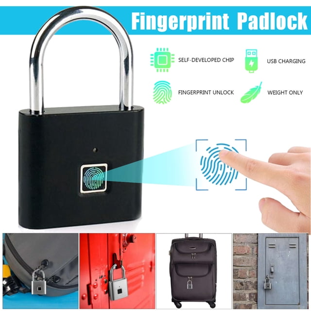 Fingerprint Padlock Door Lock Smart Biometric Cabinet Luggage Suitcase Micro USB