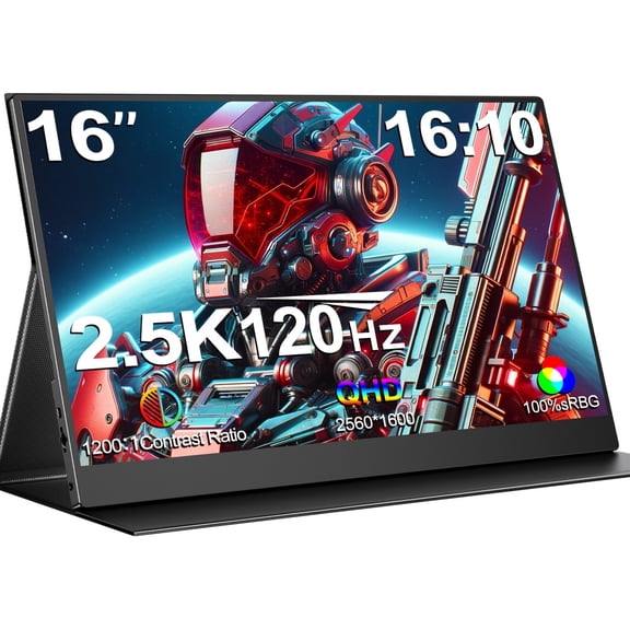 Portable Gaming Monitor 120HZ , EVICIV 16inch 2K USB C HDMI  Portable Monitor W/ Freesync HDR, External Second Screen for Laptop, PC, PS5, Mac, Xbox