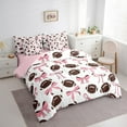 thumbnail image 3 of Homewish Cute Bowtie Ribbon 7-Piece Twin Bedding Sets,Rugby Football Game Bedding Comforter Set,Pink White Brown Sheet Sets For Girl Kids,Ultra Soft Home Decor Reversible, 3 of 8