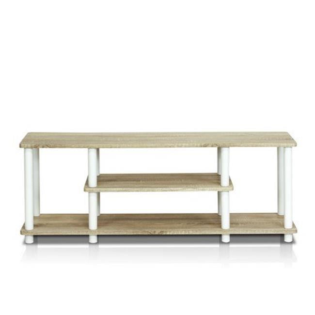 Furinno Turn-N-Tube No Tools 3D 3-Tier Entertainment TV Stands Oak/White
