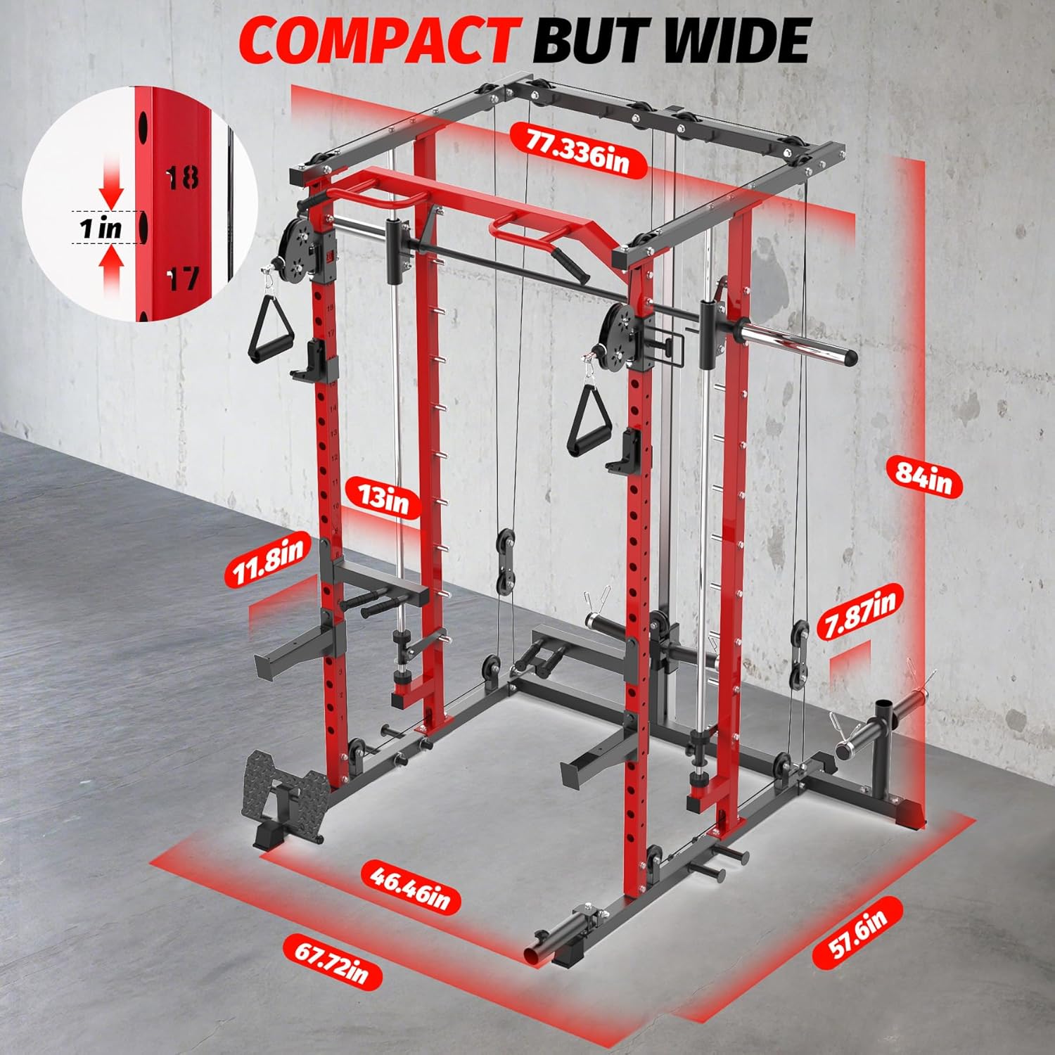 Smith Machine,Smith Machine Squat Rack with Pulley System, Dip Bar, LAT Pulldown,1700LBS Multi-Functional Power Cage for Home Gym with More Workout Equipment
