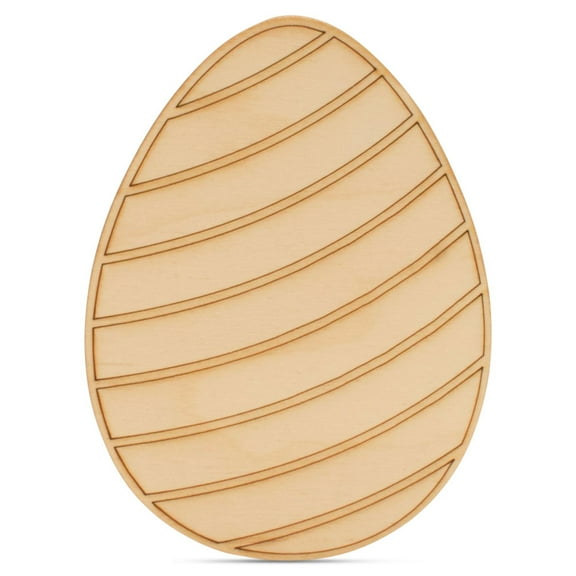 Wooden Eggs for Easter Crafts, Striped, 5-Inch, 1/8 Inch Thick Wood Cutouts, Pack of 10 for Basket Stuffers/Ornaments, by Woodpeckers