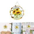 thumbnail image 2 of Home Door Hanging Round Sunflower Pattern Sign Wooden Garden Home Hanging Decoration, 2 of 8