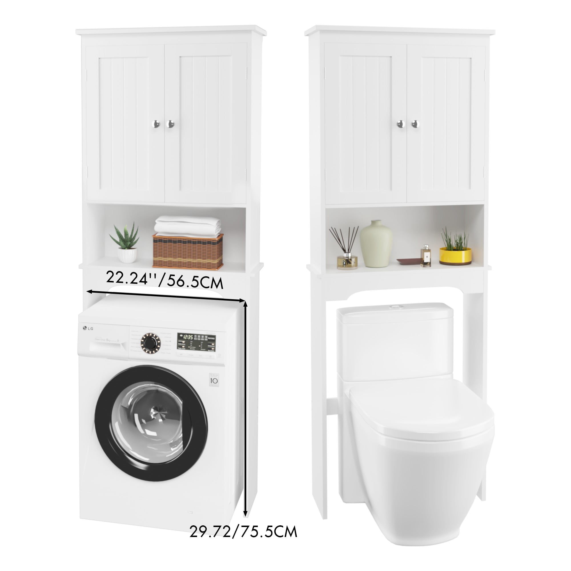 Over The Toilet Storage Cabinet, Bathroom Shelf Over Toilet, Bathroom Storage Cabinet Organizer,White