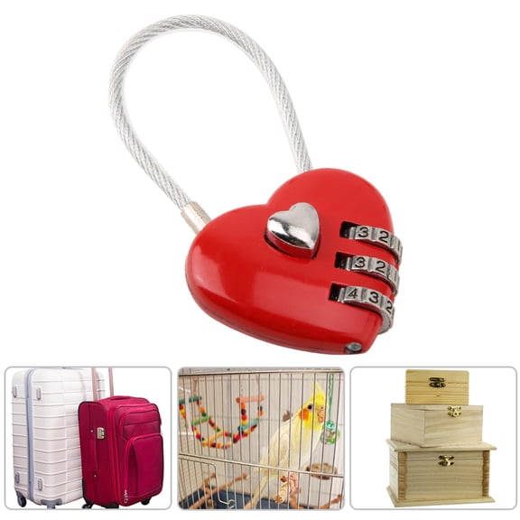 Candado de Pareja en forma de Corazón, Candado Con Código de 3 Dígitos Candado de Aleación de Zinc para Maletas Candado de Combinación para Gimnasio, Mochila, Maleta