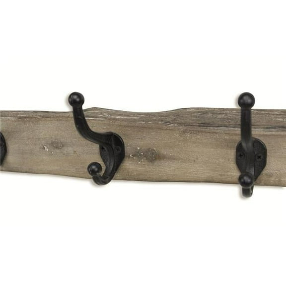 Rustic Wood Plank with 3 Wall Hooks