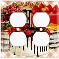 thumbnail image 2 of Metal Light Switch Wall Plate Outlet Cover (Layered Chocolate Vanilla Cake Party Berry Fruit - Double Duplex), 2 of 2