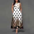thumbnail image 3 of Vestido largo bohemio con estampado Floral para mujer, vestidos elegantes ahuecados, sexys, de cintura alta, sin mangas, para fiesta, 3 of 4