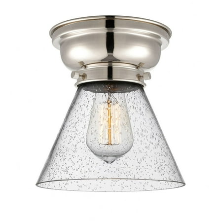 623-1F-PN-G44-Innovations Lighting-Cone - 1 Light Flush Mount In Industrial Style-7.4 Inches Tall and 7.75 Inches Wide-Polished Nickel Finish-Seedy