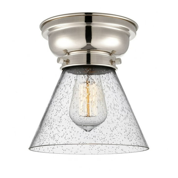 623-1F-PN-G44-Innovations Lighting-Cone - 1 Light Flush Mount In Industrial Style-7.4 Inches Tall and 7.75 Inches Wide-Polished Nickel Finish-Seedy