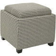 thumbnail image 3 of SAFAVIEH Home Collection Harrison Black/ White Gingham Single Tray Square Foot Rest Storage Ottoman, 3 of 5