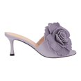 thumbnail image 2 of XYD Women Charming Layered Petals Slip on Mules Open Round Toe Floral Mid Heels Casual Dress Summer Slide Sandals Size 7 Light Purple, 2 of 4