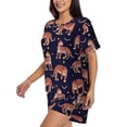 thumbnail image 2 of Wukai Leopard Print Women's Pajama Set,Short-Sleeve Top and Shorts with Elastic Waistband and Pockets for Loungewear, Yoga, and Casual Wear-3X-Large, 2 of 8
