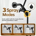 thumbnail image 5 of BRIGHT SHOWERS Rain Shower Head with Handheld Spray Built-in Power Wash, High Pressure Dual Shower Head with Height Adjustable Extension Arm, 3-Way Diverter, 9 Settings Handheld, 69" Hose, Chrome, 5 of 8
