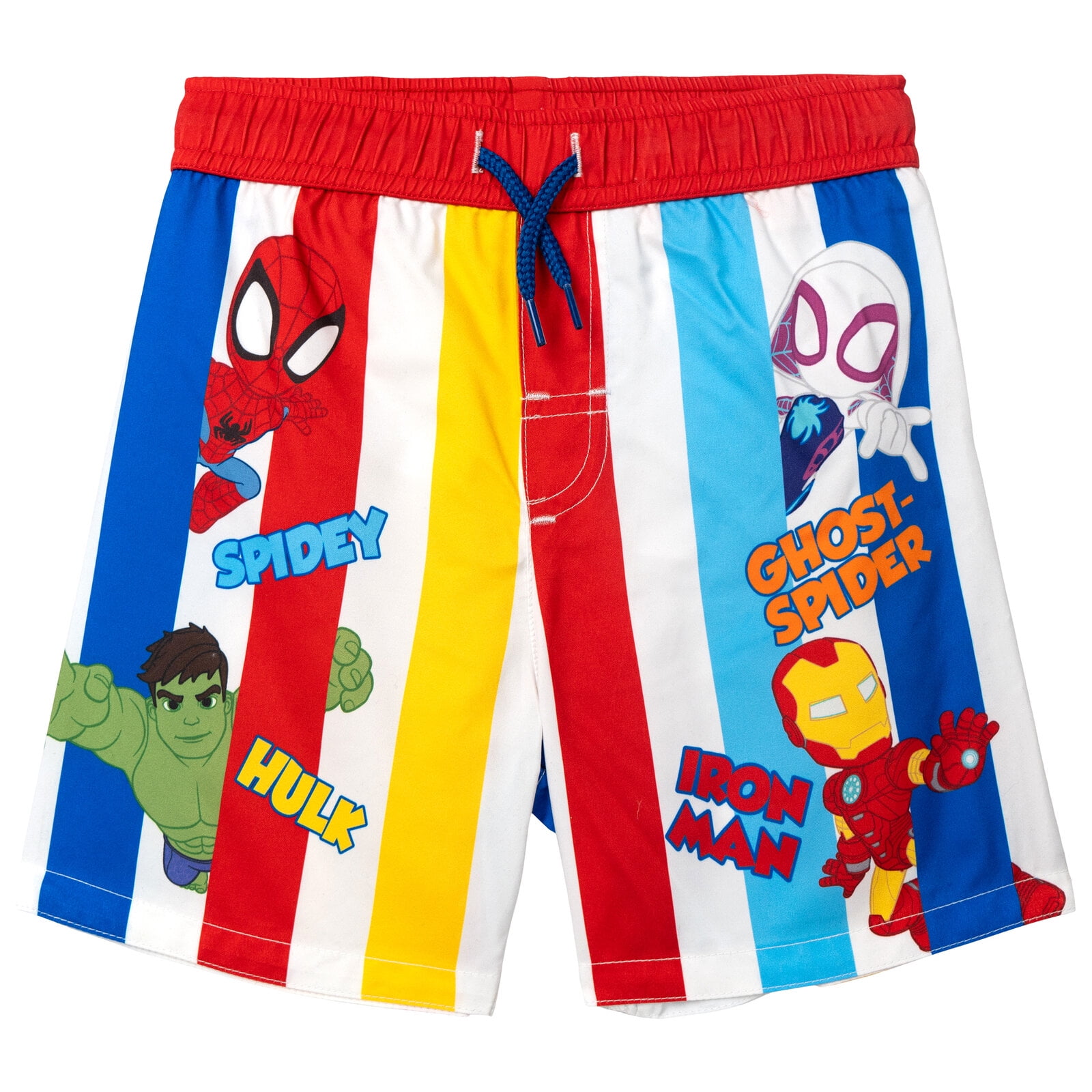 Marvel Spidey and His Amazing Friends Little Boys' Swimwear 2-Piece Rash Guard and Swim Trunks Set Spidey Hulk Multi