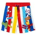 thumbnail image 3 of Marvel Spidey and His Amazing Friends Spider-Man Iron Man Hulk Raglan Rash Guard and Swim Trunks UPF 50+ Outfit Set Toddler to Little Kid, 3 of 5