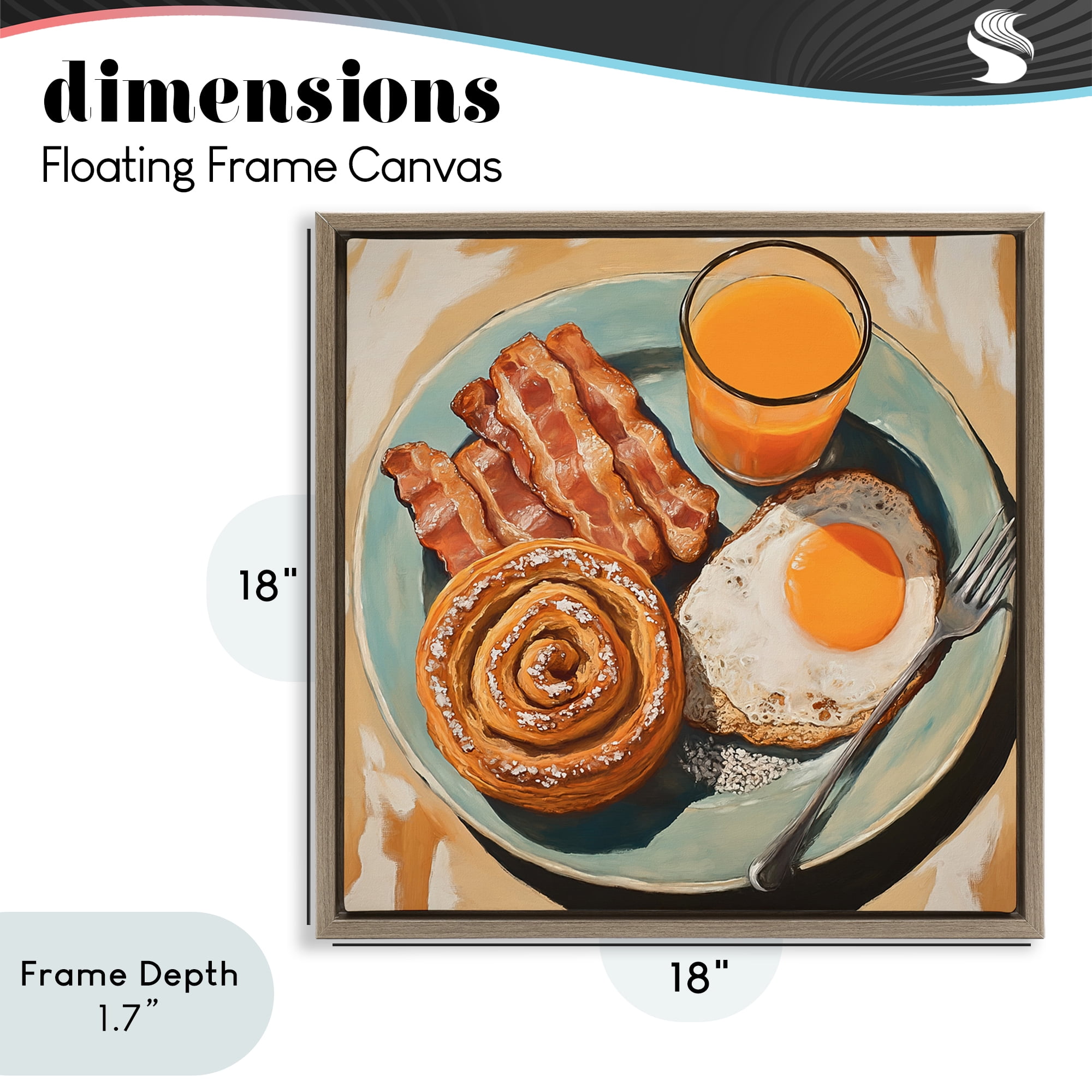 Stupell Industries Cinnamon Roll Breakfast Brown Framed Floater Canvas Wall Art, design by Tina LeCour