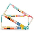 thumbnail image 2 of Colorful Bright Square Print License Plate Frame 2 Pieces Geometric Abstract Car Accessories for Women Men Auto Decoration Hardware 2 Round Holes Stainless Aluminum License Plate Cover, 2 of 6