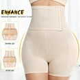 thumbnail image 2 of Women's Shapewear Shorts Hip Pads Body Shaper Tummy Butt Lifter High Waist Hip with Butt Pads Lifting Panties Plaid Pants for Women Beige L, 2 of 9