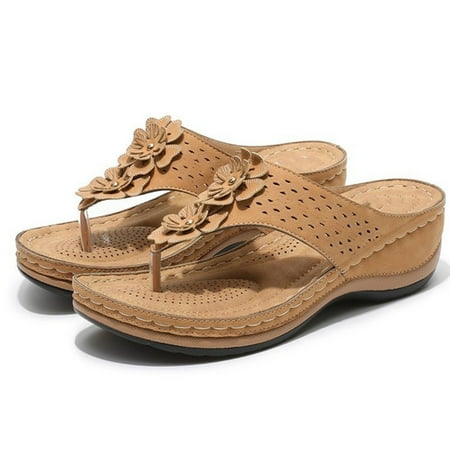 

Women s Orthotic Sandals - Orthopedic Premium Casual Flat Sandals Slip On Indoor Outdoor For Summer 38 Brown