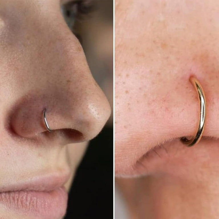 Briana Williams 20G D Shaped Nose Ring Hoop, Hypoallergenic