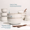 thumbnail image 2 of Kook Ceramic Salad Bowls, 60 oz, Set of 2, Cream/Copper, Narbonne Collection, 2 of 5