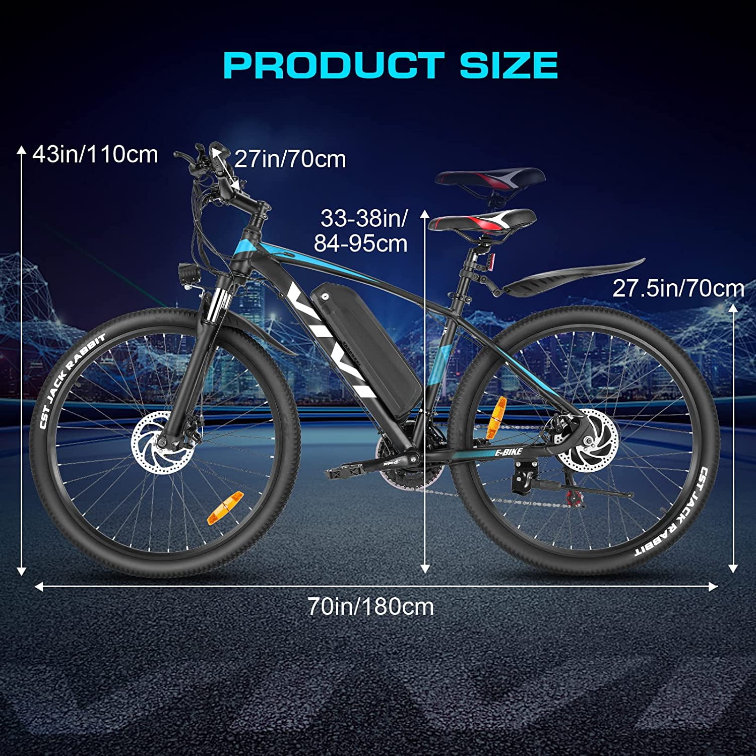 Vivi Electric Bike 27.5" Electric Mountain Bike for Adults 48V 500W Step-Over Electric Bike 21 Speed Electric Commuter Bike 19.8MPH with Cruise Control UL2849