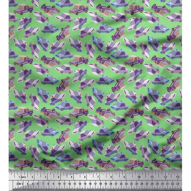 Soimoi Rayon Fabric Car Transport Decor Fabric Printed Yard 42 Inch Wide
