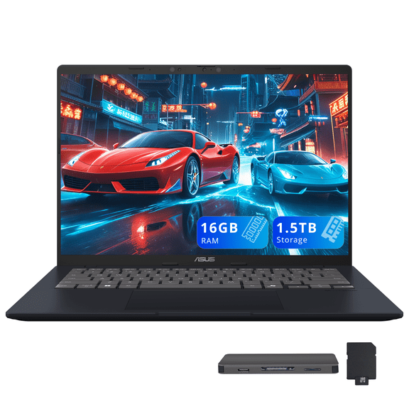 ASUS Vivobook 14" WUXGA Laptop, Snapdragon X Processor, 16GB RAM, 1.5TB Storage (512GB SSD   1TB Docking Station), Qualcomm Adreno Graphics, Copilot, Webcam, Wi-Fi 6E, Windows 11 Home, Quiet Blue