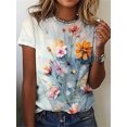 thumbnail image 4 of Camiseta de moda para mujer, Top con estampado de flores rosas, camiseta informal holgada de manga corta con estampado Floral en 3D, novedad de verano 2022, 4 of 4