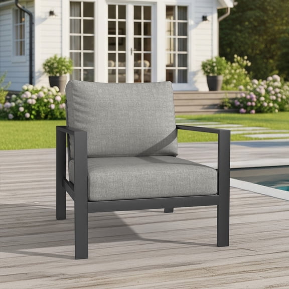 Sunbrella 25 x 25 Grey Solid Outdoor Lounge Chair Cushion