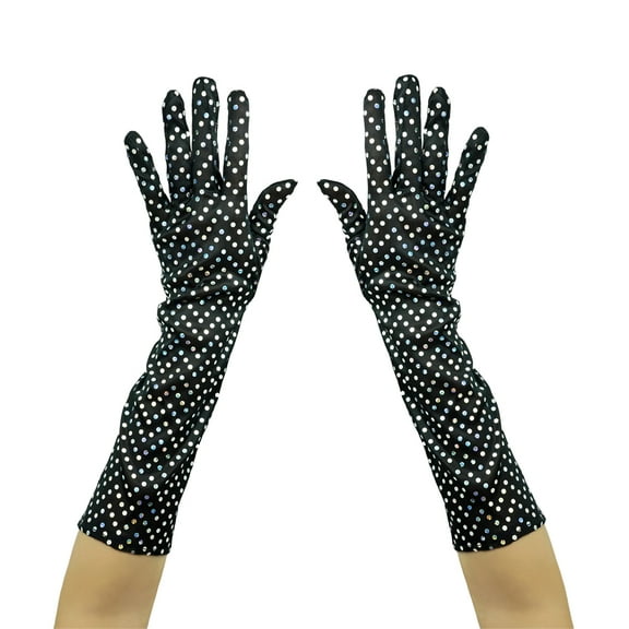 SeasonsTrading Black Shiny Sequin Gloves - Prom, Wedding, Evening Formal, Dance, Costume Party
