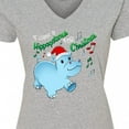 thumbnail image 4 of Inktastic I Want a Hippopotamus for Christmas Hippo in Santa Hat Women's V-Neck T-Shirt, 4 of 5