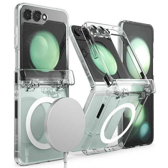 Ringke Slim Hinge Magnetic [Compatible with MagSafe] Designed for Samsung Galaxy Z Flip 5 Case, Hinge Protection Anti-Yellowing Protective Sturdy Solid 5G Cover for Women, Men - Clear