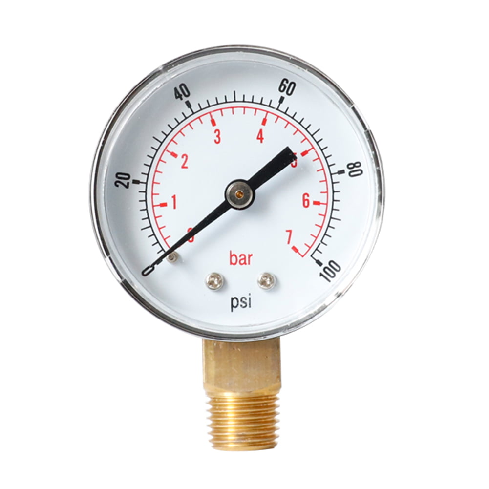 Air Oil Gas Water Pressure Test Gauge Male Thread 1/4"BSPT 0-100psi 0-7bar 