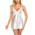 thumbnail image 2 of Daiosportswear Pajama for women Satin Nightgowns for Women Babydoll Lingerie Slip Dress Sleepwear V Neck Nighty Chemise White, 2 of 6