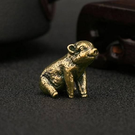 Solid  Brass Pig Figurine Small Statue Home Ornaments Animal Figurines Gift