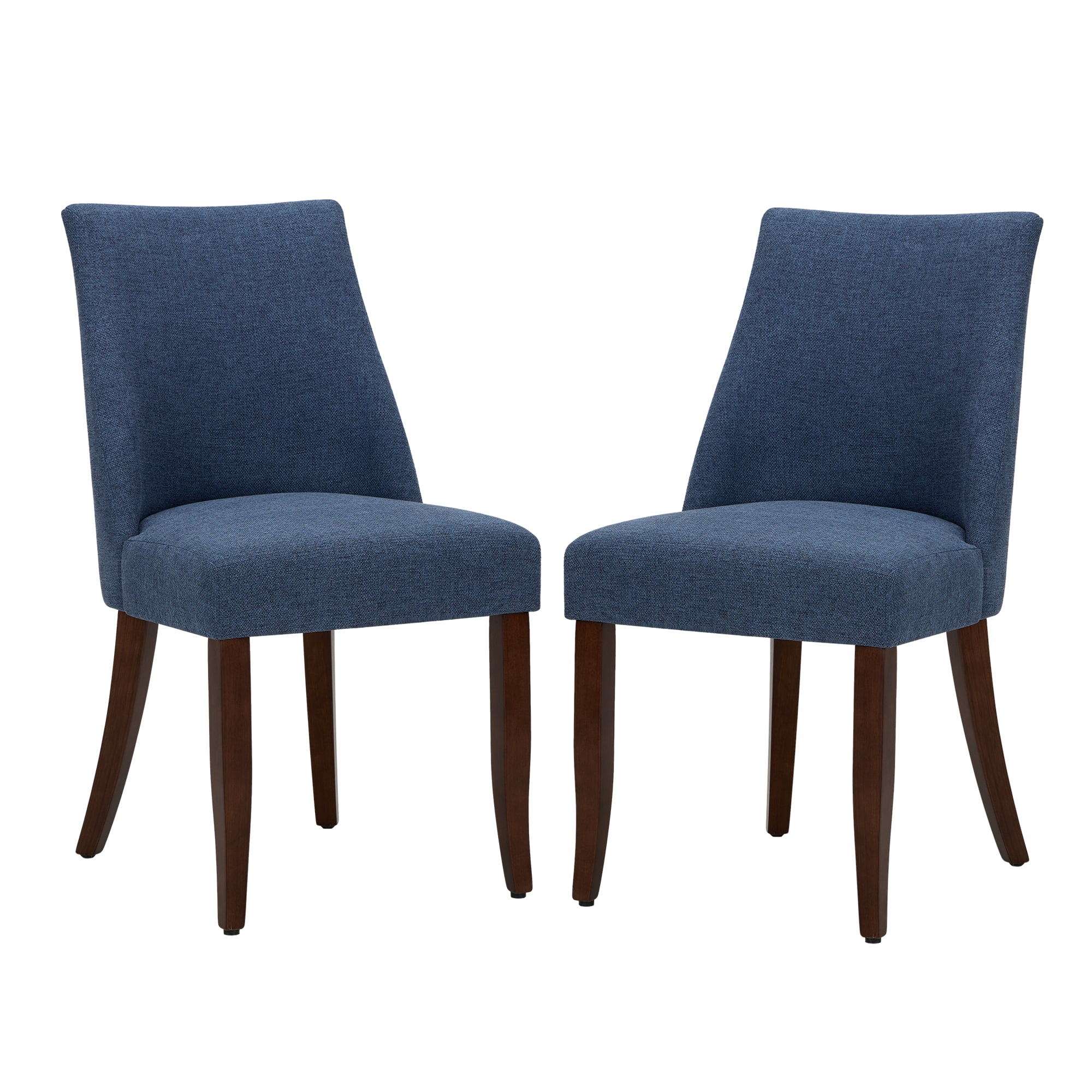 EOP Upholstered Dining Chairs Set of 2, Mid Century Modern Fabric Side Chairs with Solid Wood Legs, Comfortable Kitchen & Dining Room Chairs for Home, Restaurant Use, Blue