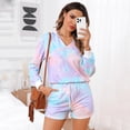 thumbnail image 2 of Yesfashion Women's Print Long Sleeve Tops With Shorts Loungewear Nightwear Pullover Pajama Set With Pockets, 2 of 5