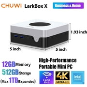 CHUWI LarkBox X Mini PC,512GB SSD 12GB RMA,Intel 12th Gen N100(up to 3.40Ghz),Windows 11 Mini Gaming/Bussiness Desktop Computers,HybridCooling System