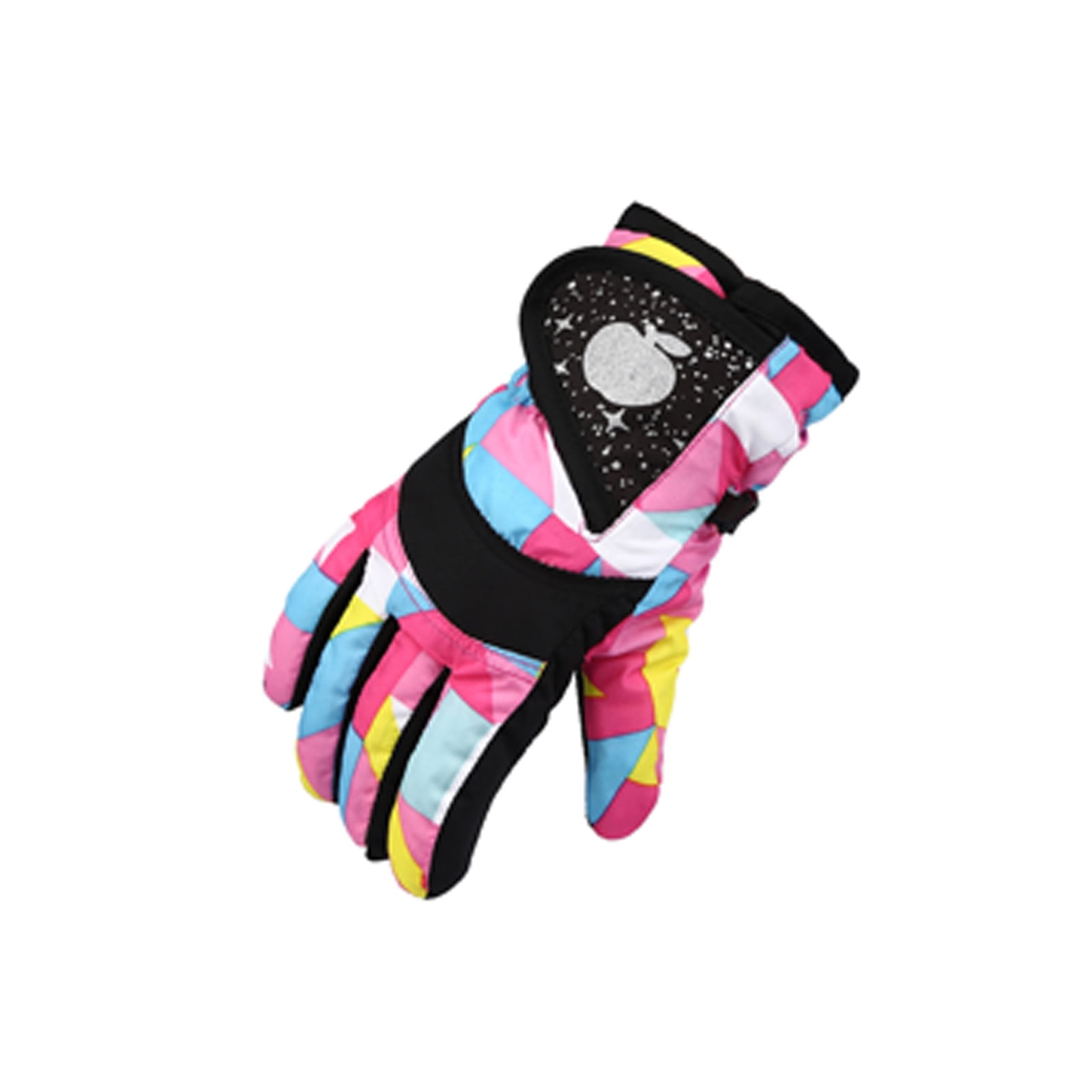 Boys Kids Skull Printed Full Fingers Waterproof Sports Ski Snow Gloves Mitten 