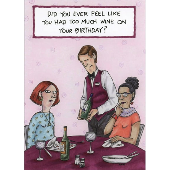 Oatmeal Studios Too Much Wine : Women at Table Humorous / Funny Birthday Card for Her : Woman